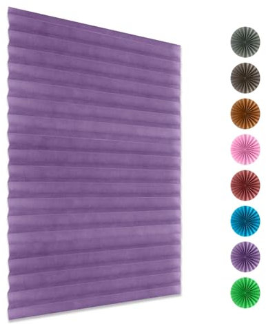 Blackout Blinds Curtains Stick On Blinds for Windows With Clips No Drill Sun Protection Blackout Roller Blind Privacy Screen and Sun Protection, Shade For Bedroom Bathroom Kitchen (Color : Purple, S