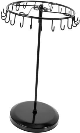 SAFIGLE Drehbarer Ohrring für Halsketten und Ohrringe für Ohrstecker Aufbewahrung Präsentationsständer aus Eisen Schwarzer Schmuckhalter mit Abnehmbarem Design