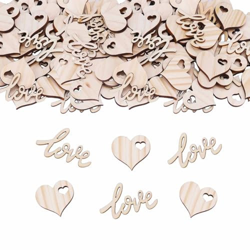 ParPix 70 Stück Holz Tischdeko Hochzeit, Groß Holzherzen Hochzeit Deko, Konfetti Hochzeitsdeko, Streudeko Hochzeit, Hochzeitsdeko Tisch, DIY Hochzeit Konfetti, Wiederverwendet Hochzeit Tischdeko