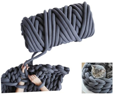 Sperrige Armstricken Wolle, 1000g Dicke Textilgarn Zum Handstricken und Häkeln für Körbe, Decke, Kissen (Deep Grey)