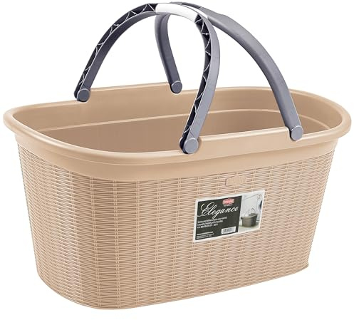 2x Wäschekorb 35L Beige 2 Henkeln 57,5x37x29cm Löcher Tragekorb Kunststoff