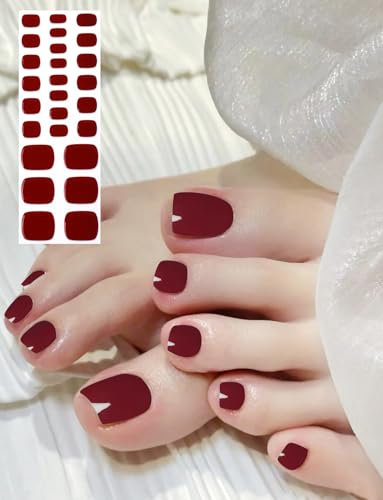 Wahrshei Punta Unghie Gel Adesive UV | Rosso Vino Smalto Adesivo Gel UV | 26 PCS Pellicola per Unghie Autoadesiva | Adesivi per unghie in gel, Impacchi di Smalto Gel per Unghie