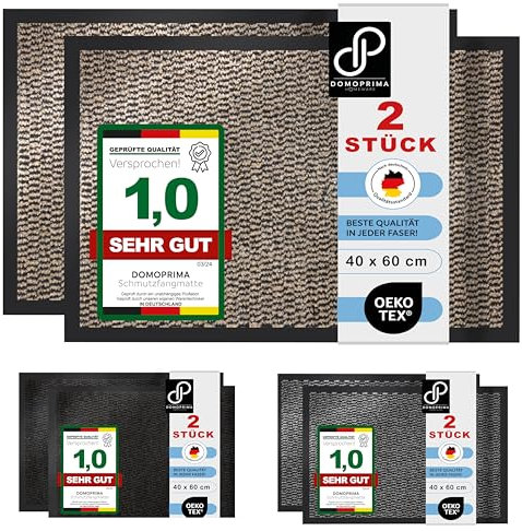 DOMOPRIMA 2er-Set Schmutzfangmatte geruchsneutral hochwertig für Innen Außen rutschfest wetterfest Eingangsbereich Außenbereich Fußmatte Eingangsmatte Sauberlaufmatte (braun meliert, 40 x 60 cm)