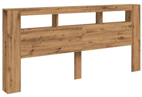 vidaXL LED-Kopfteil Artisan-Eiche 220x18,5x103,5 cm Holzwerkstoff, Kopfteil, Kopfteil Bett, Kopfteil mit Ablagen, Bettkopfteil, Kopfteil mit Stauraum