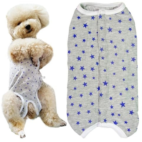 Kukaster Pet Hundebody Nach Op Hündin Rüde Kastration Wundschutzanzüge für Hund, Nylonschnalle für Haarausfall, Allergien, Rasur, Grauer Stern XXS