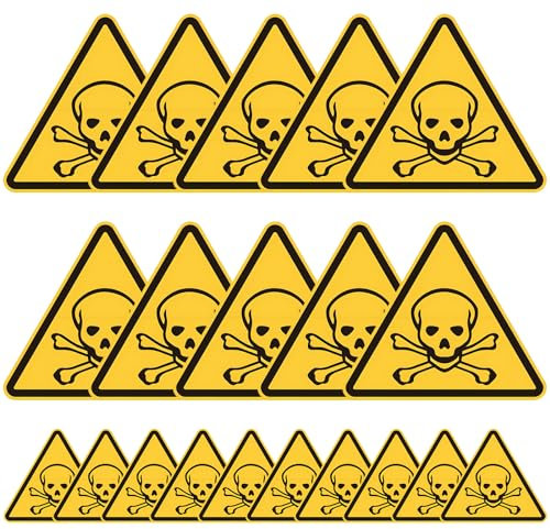 Pizsieat 20 Stck Warnaufkleber vor Giftigen Stoffen Selbstklebende PVC-Folie Aufkleber Warnung Gefahrgutaufkleber 10 x Seitenlänge: 3.6cm + 10 x Seitenlänge: 8cm, ASR A1.3/DIN EN ISO 7010 [W016]
