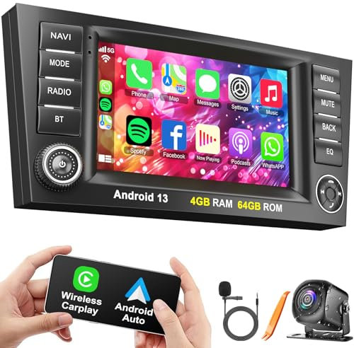 Android 13 [4G+64G] 8 Core Auto Radio Navi für Mercedes Benz CLS Klasse C219 E Klasse W211 Wireless Carplay Android Auto Bluetooth WiFi Canbus SWC GPS Head Unit, 7 Zoll HD Touchscreen, Backup Kamera