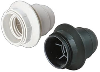 Douille E-27 à vis de couleur blanche. Idéal pour différents luminaires, son design pratique et élégant est présenté sous blister, garantissant qualité et protection pour vos projets.