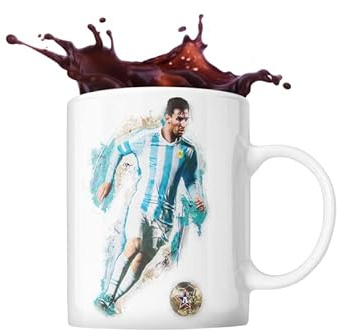 ICONS MERCH Messi Gifts for Boys Lionel Messi Signierte Fototasse Kaffee Tee Weiß Tasse 325 ml WM Fußball Geschenke, weiß, One size