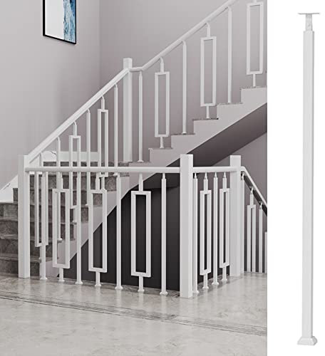 Lot de 5 balustres en fer forgé creux blanc pour porche extérieur, terrasse, patio, balustrade de 85,1 cm avec kits de vis inclus