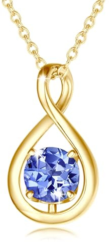 FANCIME Infinity Geburtsstein Halskette für Damen 925 Sterling Silber Kette | vergoldet Unendlichkeit Edelstein Anhänger feiner Schmuck Muttertag Weihnachten Jubiläums Geburtstag Geschenke für Frau Mama