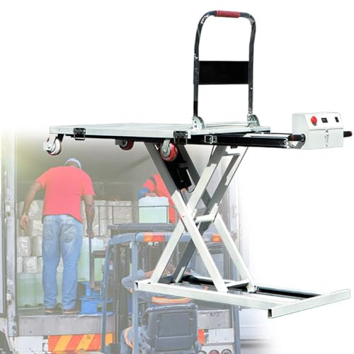 GESAIDES Hydraulische Schere, 270 kg Tragkraft, Wagenhubtischwagen, 102 cm Hubhöhe, Elektrischer Scherenhubtisch mit 4 Rädern, Hydraulischer Hubwagen, für die Materialhandhabung