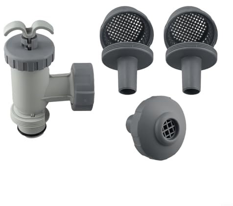 Vilgftyiet Kit de reparación de chorro de entrada de piscina, piezas de repuesto para piscinas sobre el suelo, incluye válvula y boquilla (compatible con Intex 26004E)