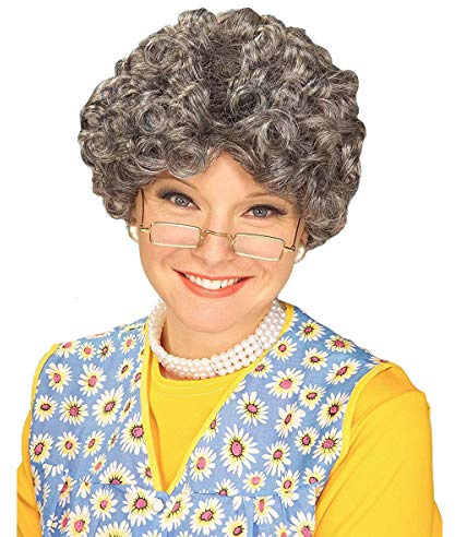 Janasiba Silber Erwachsene Momma Alte KostüM PerüCke Oma