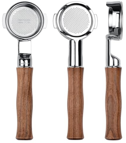 Normcore Porte-filtre fin sans fond avec col allongé - Panier d'aspiration de 18 g de haut - Compatible avec tête de groupe E61, Ascaso, Decent, Profitec Go, Flair 58, Lelit, ECM, Rocket, poignée en
