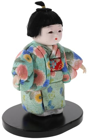NUOBESTY Japanische Kimono Puppenfigur Traditionelle Geisha Sammlerfigur aus Kunststoff und Polyester Zufällige Farbe Dekorativer Akzent für Bücherregale und Feiertage
