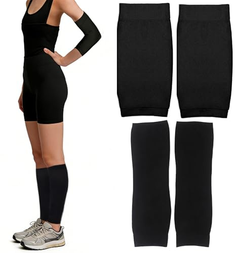 Hayaww 2 Paires Antidérapants Cooling Manchette Gaming Manchon de Compression pour Mollet Sans Pied Anti UV Manchettes de Bras Couverture de Tatouage Pour comme protection solaire et sport