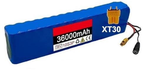 Batterie 36 De Vélo Électrique 36Ah Trottinette Électrique Moto 10S3P Électrique Fauteuil Roulant Électrique De 200 W 500W 800W avec Chargeur Protection BMS XT30,36V 36Ah