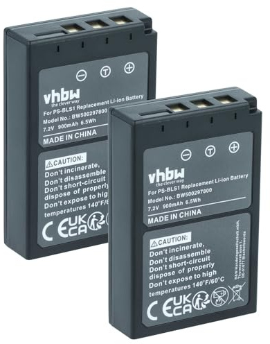 vhbw 2X Akku kompatibel mit Olympus D-SLR E400 | E-620, E-410, E-420, E-450, E-600, E-400 Kamera (900 mAh, 7,2 V, Li-Ion)