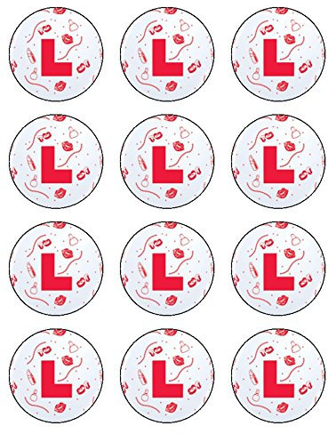 12x Hen Party L Plates 2 (5cm) PRE- CUT PREMIUM RICE PAPER Edible Cake Toppers