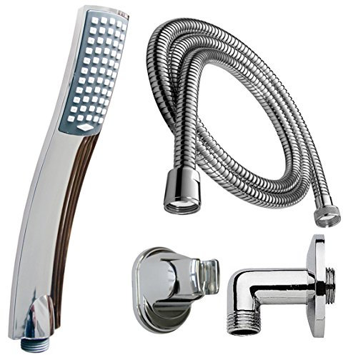 Gariella - Duschbrause Handbrause Dusche Schlauch 150 cm mit Wandanschluss + Brausehalter. Farbe: Silber