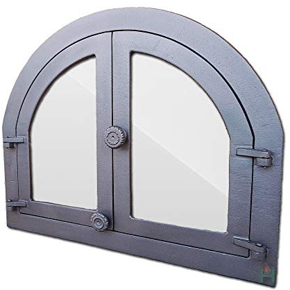 Sellon24® Backofentür Panama Glas Ofentür aus Gusseisen Pizzaofentür Steinofentür Gußeisen H3903