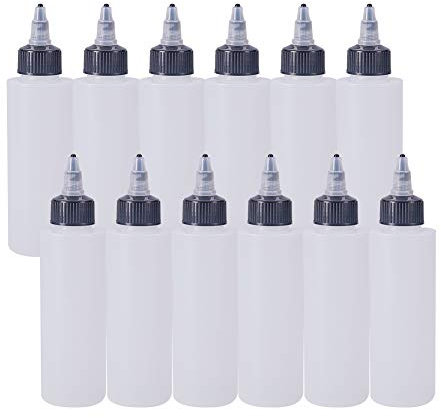 BENECREAT 12Pack 4 Ounce Plastic Squeeze Dispensing Bottles with Black Twist, Open/Close Nozzle - Good For Crafts, Art, Glue, Multi Purpose