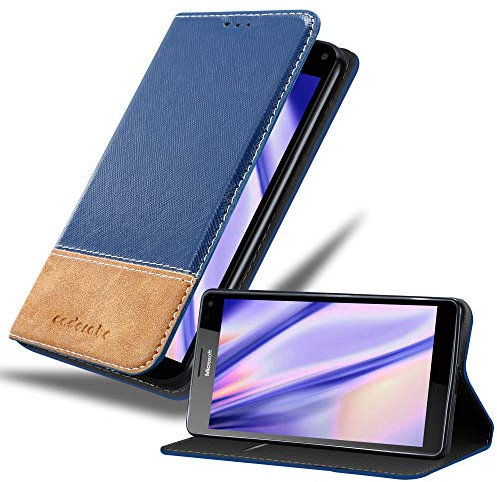 cadorabo Coque pour Nokia Lumia 950 XL en Bleu Brun - Housse Protection avec Fermoire Magnétique, Stand Horizontal et Fente Carte - Portefeuille Etui Poche Folio Case Cover