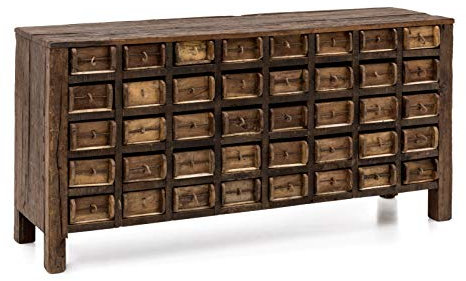 Woodkings Sideboard Madurai | Kommode mit 40 Schubladen | Apothekerschrank aus Altholz | Wohnzimmer Schrank Vintage Unikat Rustikal