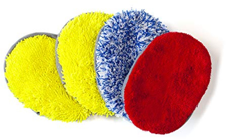 AVA Microfibre Cleaning Pads, 4 Pieces, Mixed Colours, Interchangeable for AVA Mop with Waterflow, Car Wash, Windows, Glossy Surfaces, Dual Action