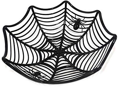 CHAOZHENG Halloween Spider Web Candy Basket Black Orange Candy Bowl Fruit Basket Plastic Candy Box Halloween Decoration DIY Party Supplies