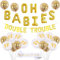 JOYMEMO Zwillinge Babyparty Dekorationen Set Gold Thema Banner, OH Babys Luftballons, Mumie Schärpe für Babys Partyzubehör