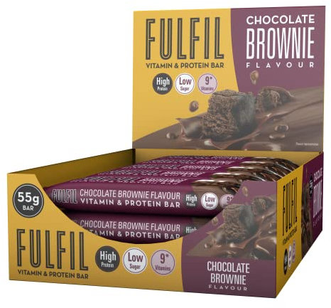 Fulfil Vitamin and Protein Bars (15 x 40g Bars) - Chocolate Brownie Flavour - 15g High Protein, 9 Vitamins, Low Sugar