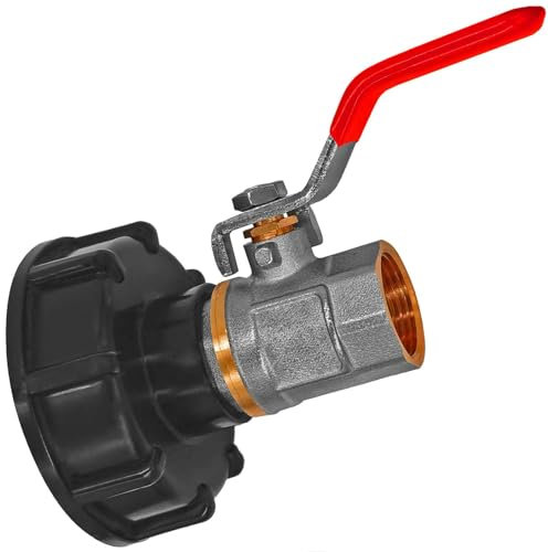 IBC Adapter Kappe + Messing Kugelhahn mit Hebelgriff 3/4 Innengewinde