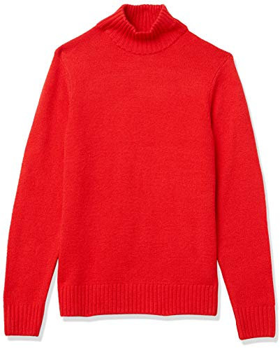 Amazon Essentials Men's Long-Sleeve Soft Touch Turtleneck Jumper, Red, L