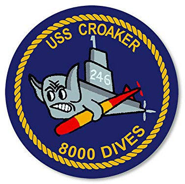 Sticker-Designs 10cm! Klebe-Folie Wetterfest Made-IN-Germany Navy Naval Submarine USS Croaker SS-246 8000 Dives UV&Waschanlagenfest Auto-Aufkleber Profi-Qualität! F899