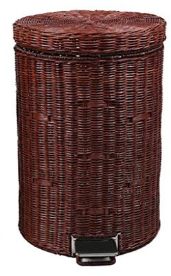 MYBA Nordic Creative Mülleimer aus natürlichem Rattan, Abfalleimer mit Deckel, modisch, Landhaus-Stil, Farbe: Braun, Größe: 5 l