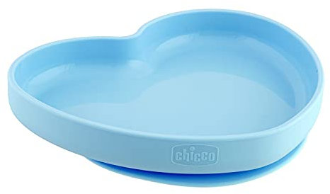 Chicco - Assiette coeur en silicone avec ventouse - bleu - 9m+