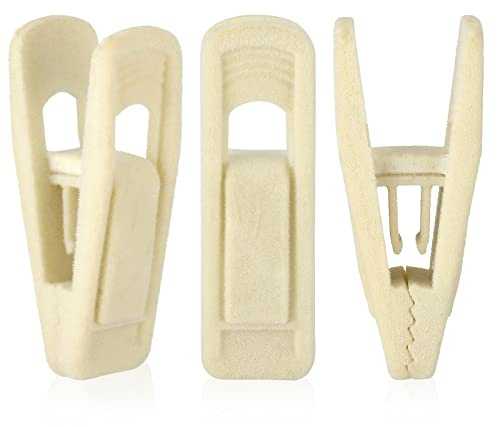 Tinfol Lot de 50 Pinces à cintres en Velours Gris Solides floqués pour cintres Fins (Beige)
