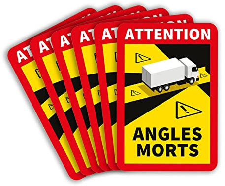 lepni.me 6 Stück LKW Toter Winkel Aufkleber Frankreich | Extra Starke Haftung und UV Schutz | Attention Angles Morts Sticker | Winkel Warntafel Fahrzeugaufkleber (6PCS LKW)
