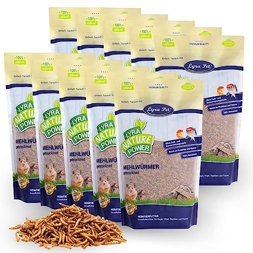 Lyra Pet® 10 x 1 kg vers de Farine séchés, Aliment de qualité Premium | Aliment riche en protéines – source d’énergie pour insectivores – vitamines & minéraux – oiseaux sauvages, rongeurs &reptiles