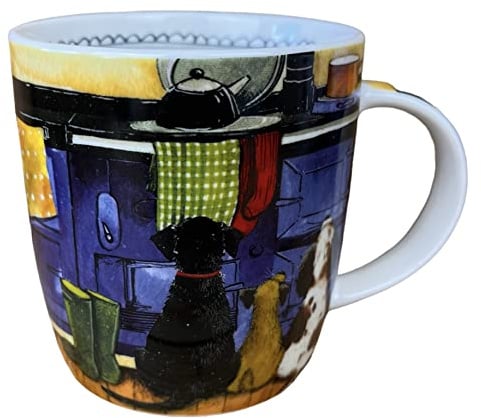 Alex Clark Hotdogs Mug- Dog - Country Cottage - Original Artwork - Cup for Animal Lovers - Gift Ideas - Perfect for Coffee & Tea - Vegan Friendly - Designed in The UK...