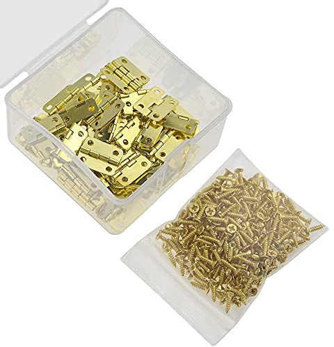 WMYCONGCONG 60 PCS Jewelry Box Hinges Antique Mini Hinges Gold Jewelry Box Hardware 0.63 x 0.51 for Handmade Crafts Wooden Box Gift Box
