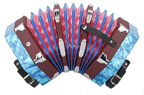 Concertina Instrument, tragbares Concertina Massivholz für Erwachsene für Anfänger und Studenten für Instrumentenbedarf(sky blue)