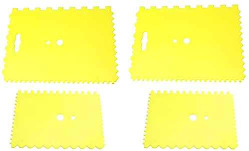 AERZETIX - Juego de 4 espátulas dentadas 178x132mm y 133x91mm - espátula mellada - espátula con dientes - herramienta de mano para yeso/pegamento - en plástico - C49998