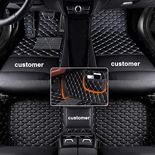 Maidao Auto Fußmatten Leder Bodenmatte für SUV Van Truck Sedan Coupe Allwetter Fussmatten Set Zubehör Fußmatte Schwarzer Beige