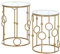 HOMCOM Round Coffee Tables Set of 2, Gold Nesting Side End Tables with Tempered Glass Top, Steel Frame for Living Room, Gold