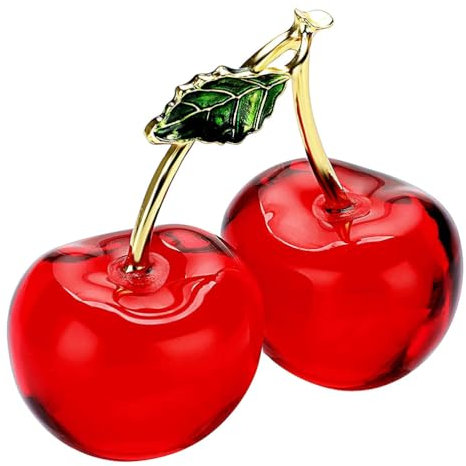 Adornos De Cristal: Figuras De Piedras Curativas, Centros De Mesa, Cerezas Decoración De Escritorio, Adorno De Fruta De Vidrio Joya