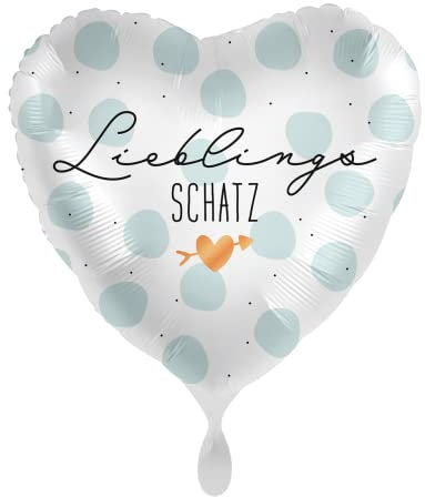 1 Folienballon LieblingsSCHATZ Herz weiß mint rosegold ca 43 cm ungefüllt Ballongas geeignet