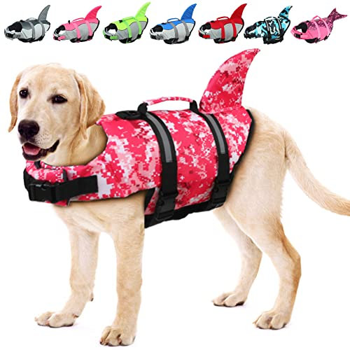 EMUST Hundeschwimmwesten Hai Hundeweste Pink Camouflage